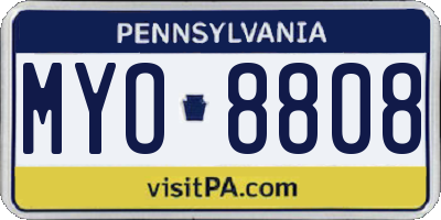 PA license plate MYO8808