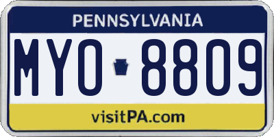 PA license plate MYO8809