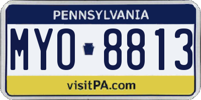 PA license plate MYO8813