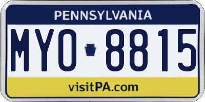 PA license plate MYO8815
