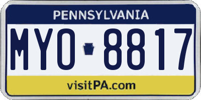 PA license plate MYO8817
