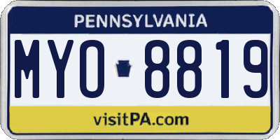 PA license plate MYO8819