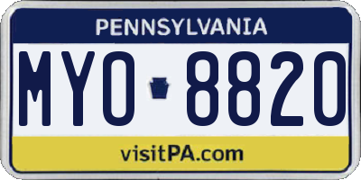 PA license plate MYO8820