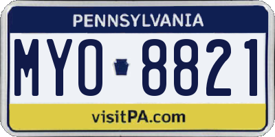 PA license plate MYO8821