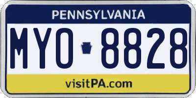 PA license plate MYO8828