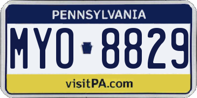 PA license plate MYO8829