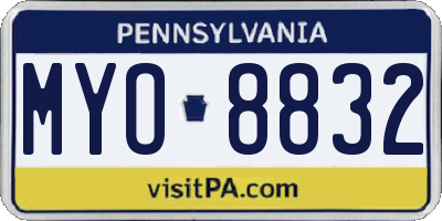 PA license plate MYO8832