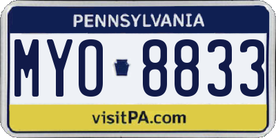 PA license plate MYO8833