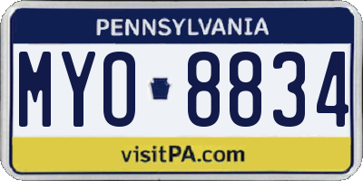 PA license plate MYO8834