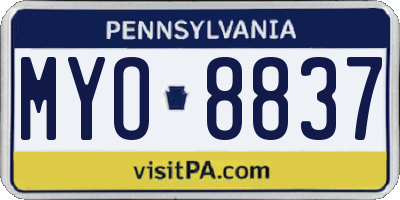 PA license plate MYO8837