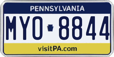 PA license plate MYO8844
