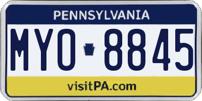 PA license plate MYO8845