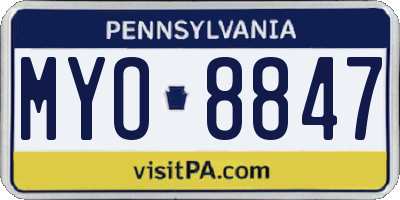 PA license plate MYO8847