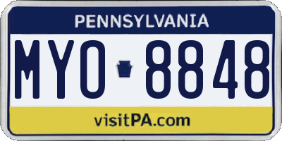 PA license plate MYO8848