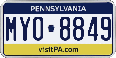 PA license plate MYO8849