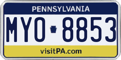 PA license plate MYO8853
