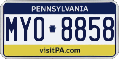 PA license plate MYO8858