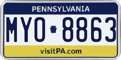 PA license plate MYO8863