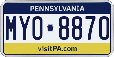 PA license plate MYO8870