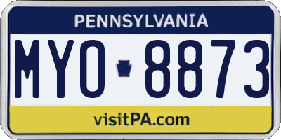PA license plate MYO8873