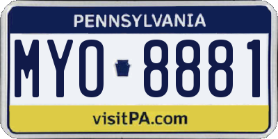 PA license plate MYO8881