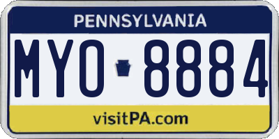 PA license plate MYO8884
