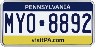 PA license plate MYO8892