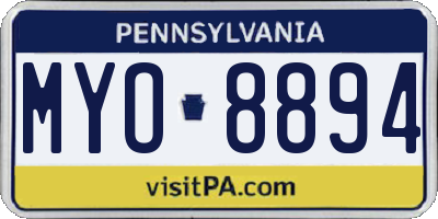 PA license plate MYO8894