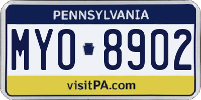 PA license plate MYO8902