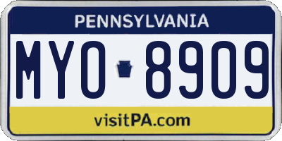 PA license plate MYO8909