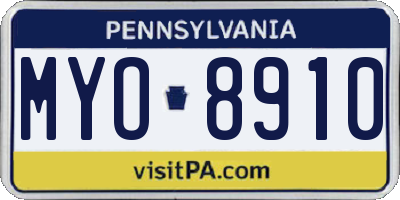 PA license plate MYO8910
