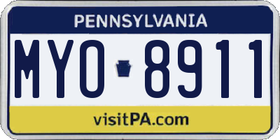 PA license plate MYO8911