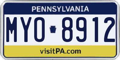 PA license plate MYO8912