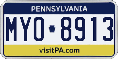 PA license plate MYO8913