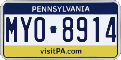 PA license plate MYO8914
