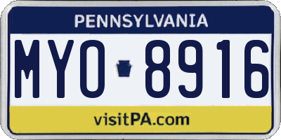 PA license plate MYO8916