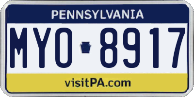 PA license plate MYO8917