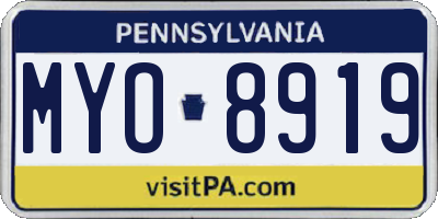 PA license plate MYO8919