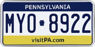 PA license plate MYO8922