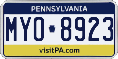 PA license plate MYO8923