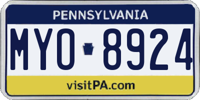 PA license plate MYO8924