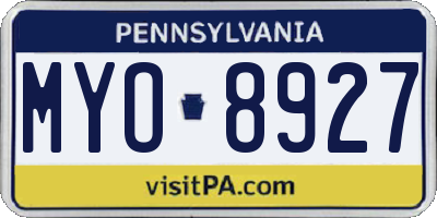 PA license plate MYO8927