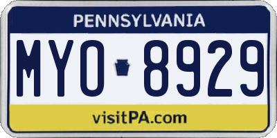 PA license plate MYO8929