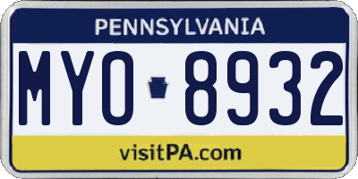 PA license plate MYO8932