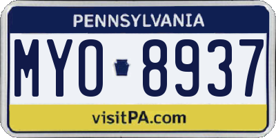 PA license plate MYO8937