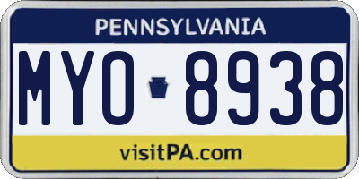 PA license plate MYO8938