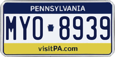 PA license plate MYO8939