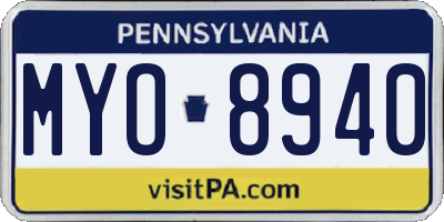 PA license plate MYO8940