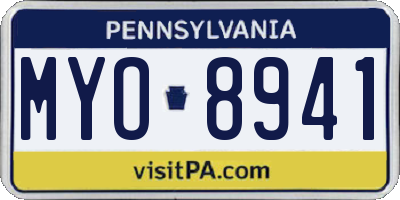 PA license plate MYO8941