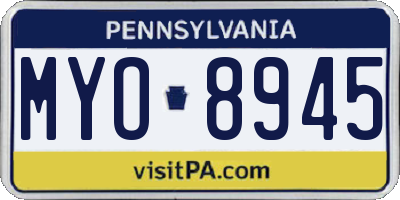 PA license plate MYO8945
